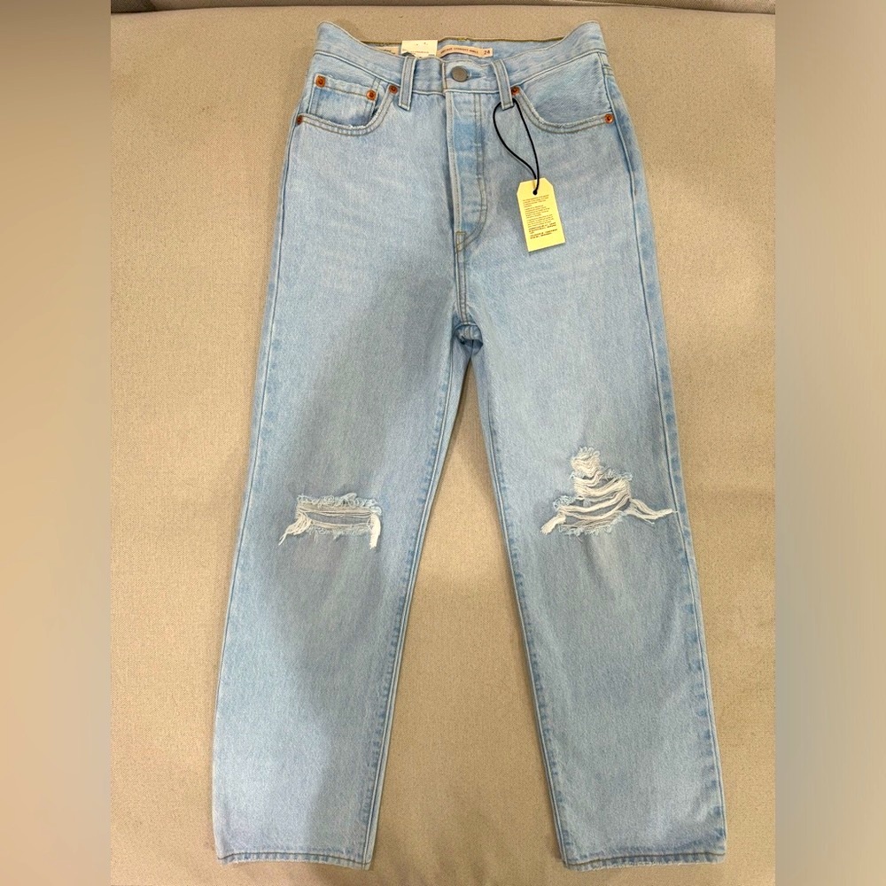 NWT LEVI'S Women's Ribcage Straight Ankle Jeans Size 24 - Picture 2 of 9
